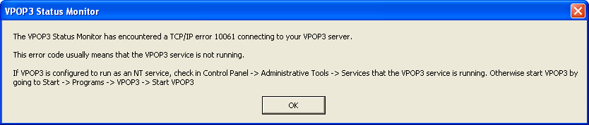 10061 Popup Error Window